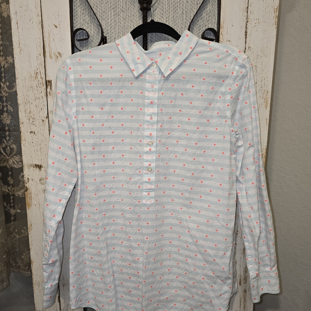 Vineyard Vines White and Pink Polka Dot Shirt